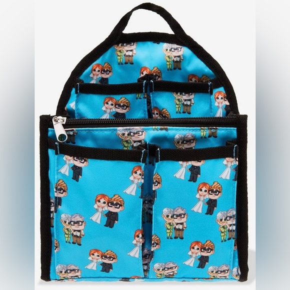BoxLunch Handbags - Disney Pixar Up Carl & Ellie Allover Print Backpack Organizer, NWT.